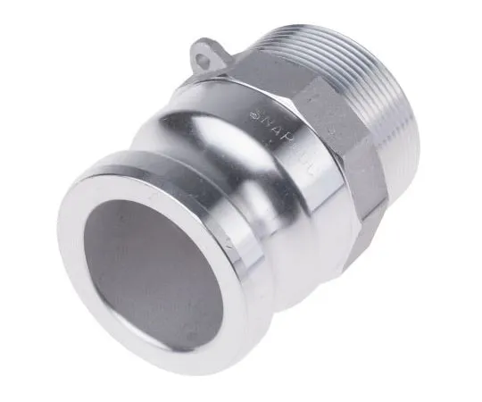 63-7506-82 Straight Male Hose Coupling 2in Part F Cam & Groove Adapter, 2 in BSP, Aluminium 362-6835