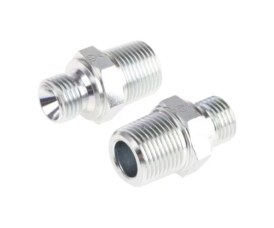 63-7410-55 Parker Hydraulic Straight Threaded Adapter 4-6F3MK4S, Connector A G 1/4 Male, Connector B R 3/8 Male 4-6F3MK4S