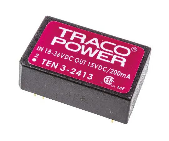 63-7429-24 TRACOPOWER TEN 3 3W Isolated DC-DC Converter Through Hole, Voltage in 18 → 36 V dc, Voltage out 15V dc TEN 3-2413