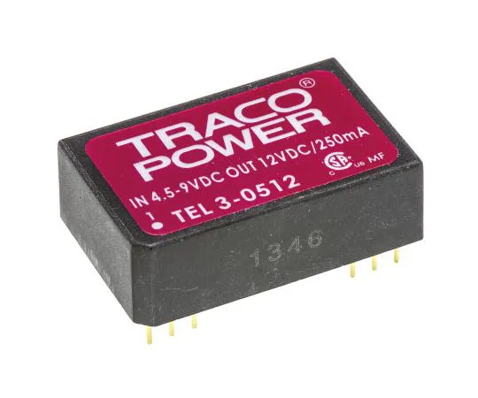 63-7524-52 TRACOPOWER TEL 3 3W Isolated DC-DC Converter Through Hole, Voltage in 4.5 → 9 V dc, Voltage out 12V dc TEL 3-0512