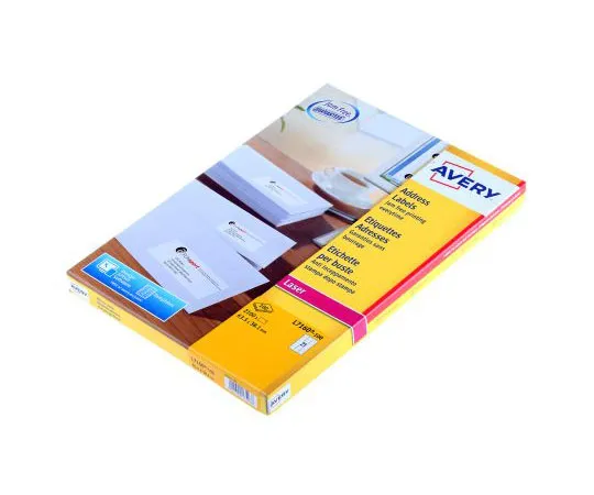 63-7469-67 Avery White Address Label, 63.5 x 38.1mm, Pack of 100Sheets L7160-100