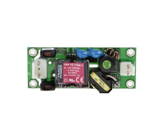 63-7380-49 TRACOPOWER 15W 1 Output Embedded Switch Mode Power Supply SMPS, 1A, 15V dc Medical Approved Open Frame TPP 15-115A-J