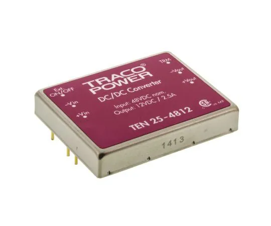 63-7544-46 TRACOPOWER TEN 25 25 W, 30 W Isolated DC-DC Converter Through Hole, Voltage in 36 → 75 V dc, Voltage out 12V dc TEN 25-4812