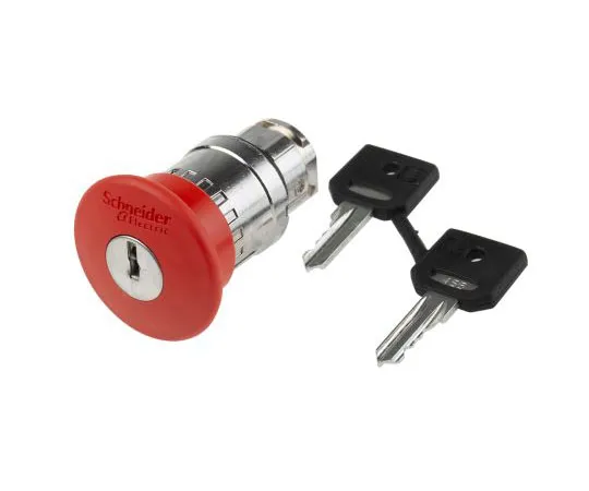 63-7493-61 Schneider Electric Harmony, Red, Key Reset 40mm Mushroom Head Emergency Button ZB4BS944