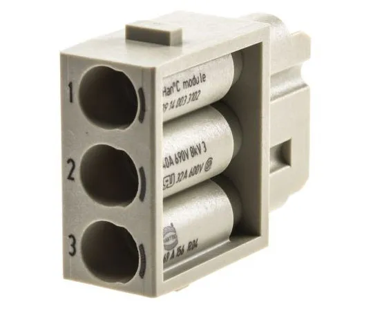 63-7525-69 Han-Modular Series Female Module, 3 Way, 1 Row, Rated At 40A, 500 V, Han C 9140033102