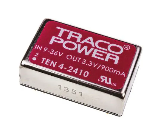 63-7500-88 TRACOPOWER TEN 4 4W Isolated DC-DC Converter Through Hole, Voltage in 9 → 36 V dc, Voltage out 3.3V dc TEN 4-2410