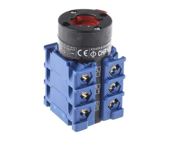 63-7502-26 Kraus & Naimer, 3P 3 Position 60° Rotary Switch, 690 V, 20 A, Knob, Spring Return Actuator CHR10A216/GBA001 * FT