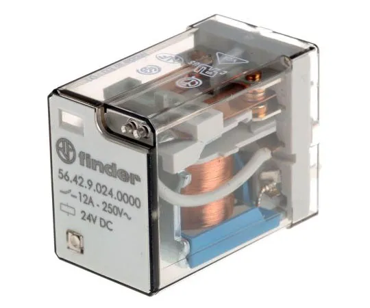 63-7450-15 Finder56 Series DPDT Non-Latching Relay PCB Mount, 24V dc Coil, 12A 56.42.9.024.0000
