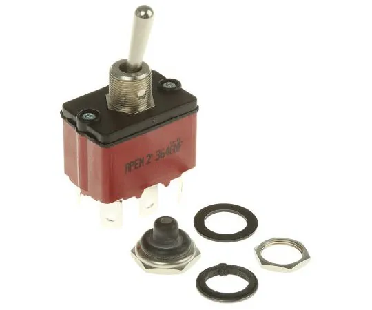 63-7533-70 APEM Double Pole Single Throw (DPST) Toggle Switch, Latching, IP67, Panel Mount 3646NF/2
