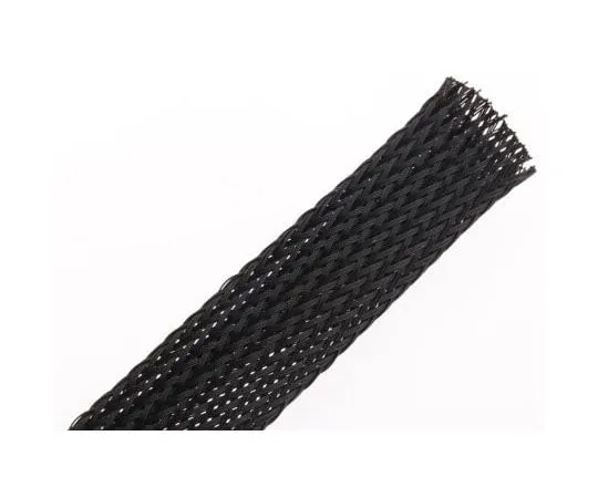 63-7543-55 SES Expandable Braided PET Black Cable Sleeve, 15mm Diameter, 50m Length 6240008010