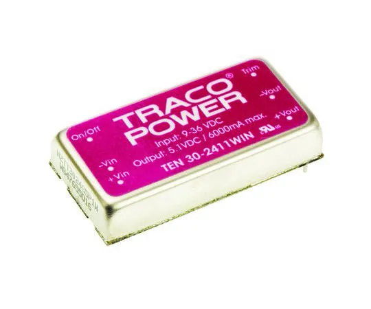 63-7358-30 TRACOPOWER TEN 30WIN 30W Isolated DC-DC Converter Through Hole, Voltage in 9 → 36 V dc, Voltage out 5V dc TEN 30-2411WIN