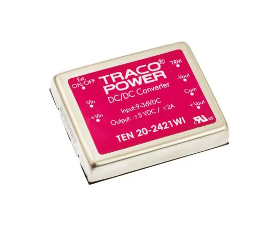 63-7537-48 TRACOPOWER TEN 20WI 20W Isolated DC-DC Converter Through Hole, Voltage in 9 → 36 V dc, Voltage out ±5V dc TEN 20-2421WI