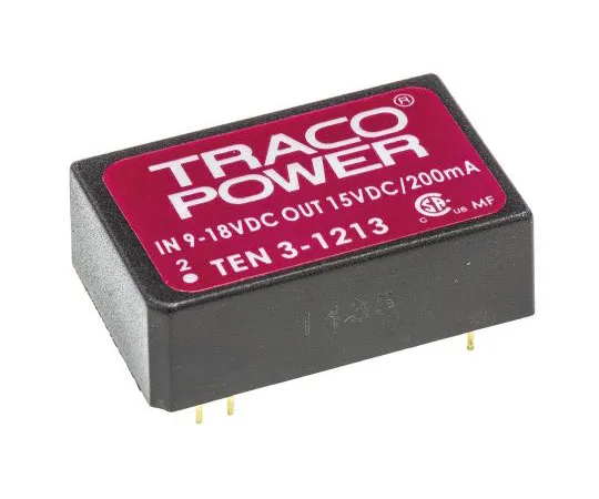 63-7429-16 TRACOPOWER TEN 3 3W Isolated DC-DC Converter Through Hole, Voltage in 9 → 18 V dc, Voltage out 15V dc TEN 3-1213