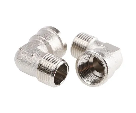 63-7510-81 Legris Brass Nickel Plated Hydraulic Elbow Threaded Adapter, 0913 00 21, R 1/2 Male G 1/2 Female 0913 00 21