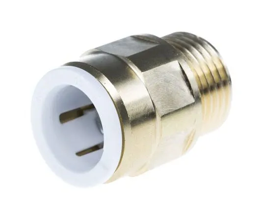 63-7419-21 John Guest Straight Brass Push Fit Fitting 15mm 1/2 in BSP Male 15MC(1/2)BRASS