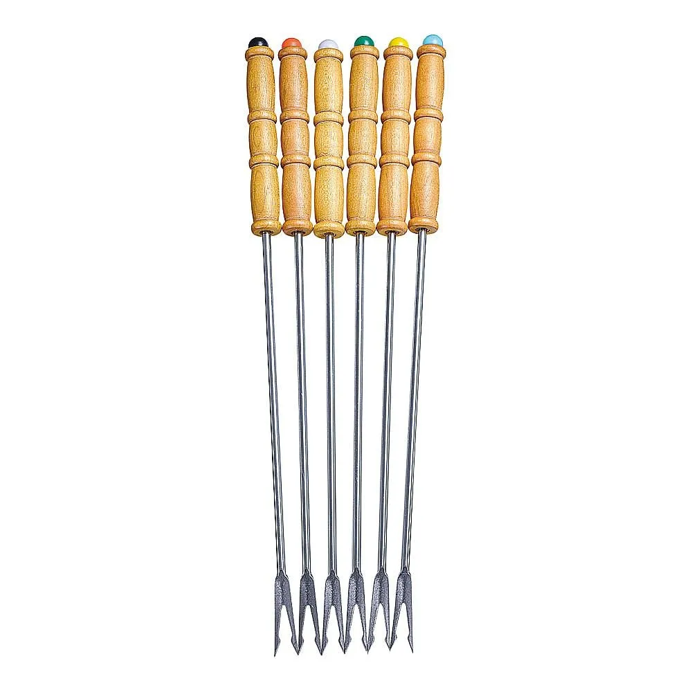 62-6736-17 Wooden Pattern Fondue Fork (6-piece Set)