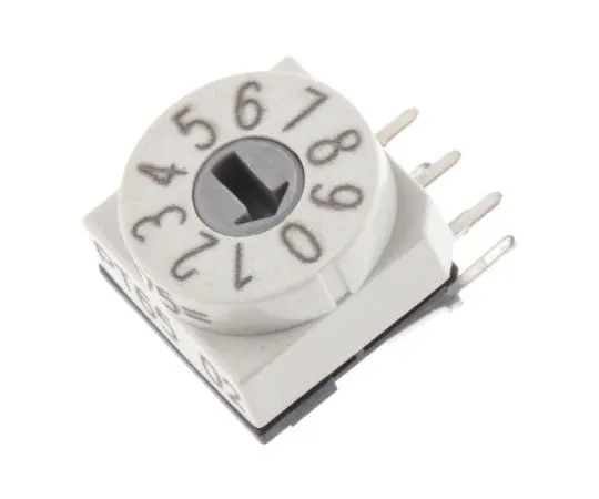 63-7406-49 Hartmann, 10 Position, BCD Complement Thumbwheel Switch, 150 mA @ 24 V dc, Through Hole PT65102L254