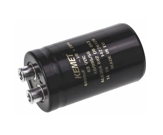 63-7516-61 KEMET 6800μF 63V dc Aluminium Electrolytic Capacitor, Chassis Mount 36 x 62mm +85°C 36mm 62mm ALS30A682DB063