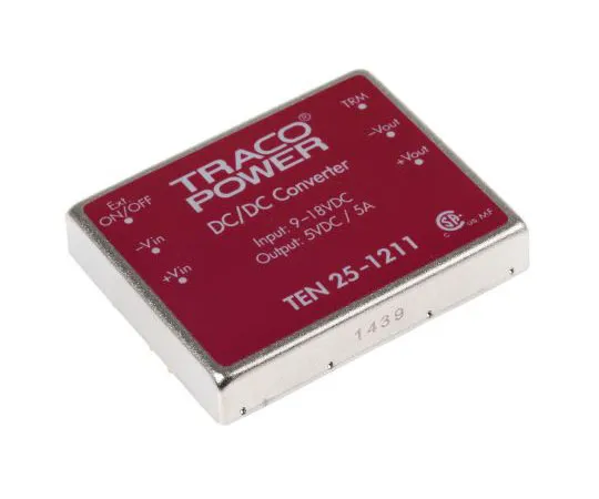63-7544-30 TRACOPOWER TEN 25 25 W, 30 W Isolated DC-DC Converter Through Hole, Voltage in 9 → 18 V dc, Voltage out 5V dc TEN 25-1211
