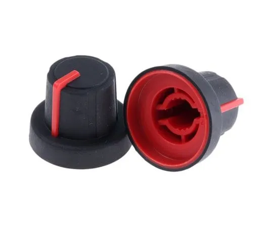 63-7478-77 Sifam Potentiometer Knob, Push-On Type, 18.9mm Knob Diameter, Black, Splined Shaft Type, 6mm Shaft 3/03/TPN130-006/237/230