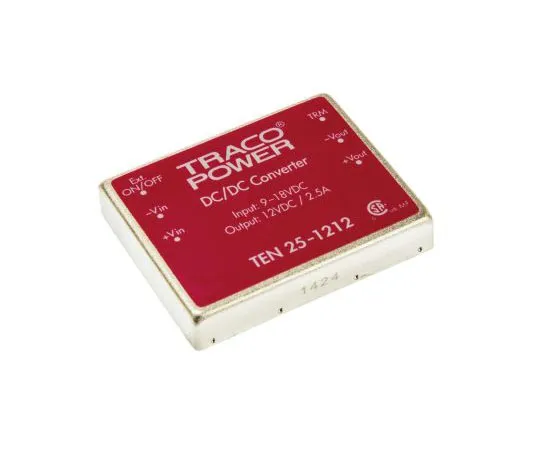 63-7544-31 TRACOPOWER TEN 25 25 W, 30 W Isolated DC-DC Converter Through Hole, Voltage in 9 → 18 V dc, Voltage out 12V dc TEN 25-1212