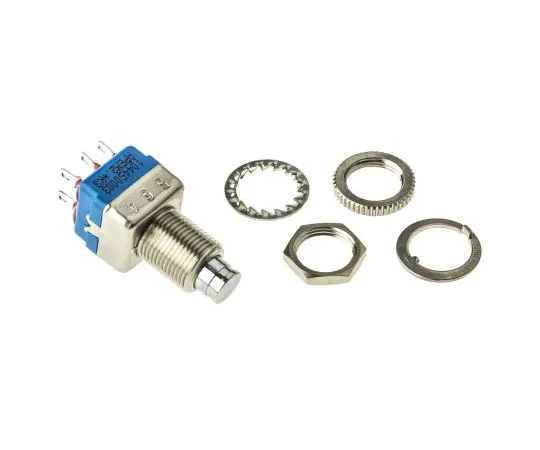 63-7440-35 APEM Double Pole Double Throw (DPDT) Momentary Push Button Switch, 13.6 (Dia.)mm, Panel Mount, 24V dc 104450003