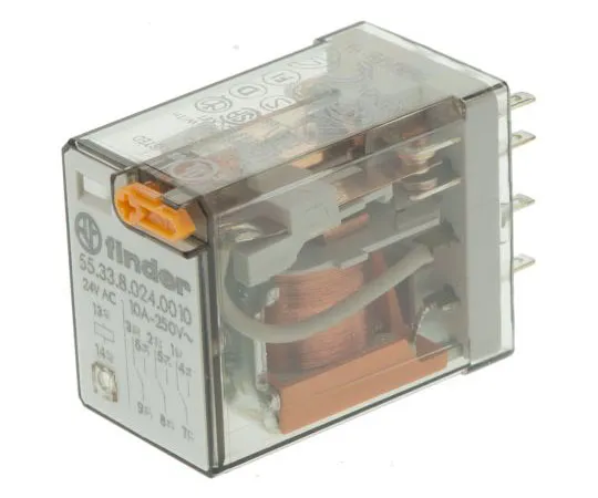 63-7472-13 Finder55 Series 3PDT Non-Latching Relay Plug In, 24V ac Coil, 10A 55.33.8.024.0010