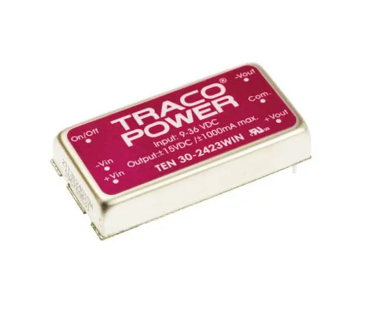 63-7358-32 TRACOPOWER TEN 30WIN 30W Isolated DC-DC Converter Through Hole, Voltage in 9 → 36 V dc, Voltage out ±15V dc TEN 30-2423WIN