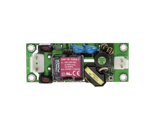 63-7380-50 TRACOPOWER 15W 1 Output Embedded Switch Mode Power Supply SMPS, 0.62A, 24V dc Medical Approved Open Frame TPP 15-124A-J