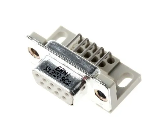 63-7454-88 ERNI TMC Series, 9 Way Right Angle Through Hole PCB D-sub Connector Socket, 2.84mm Pitch, with Guide Frame 3644