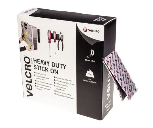 63-7537-30 Velcro Black Hook & Loop Tape, 50mm x 5m EC60243