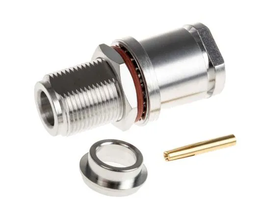 63-7474-75 Radiall 50Ω Straight Panel Mount N Type Connector, jack, Clamp Termination, 0 → 11GHz, RG11, RG144, RG165, R161332000W