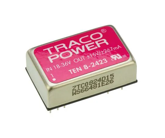 63-7537-43 TRACOPOWER TEN 8 8W Isolated DC-DC Converter Through Hole, Voltage in 18 → 36 V dc, Voltage out ±15V dc TEN 8-2423