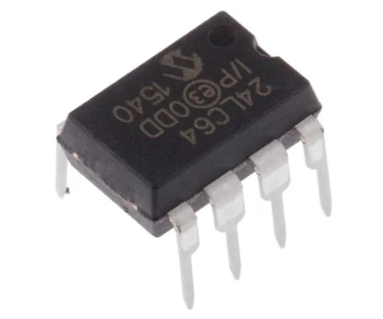 63-7359-04 Microchip 24LC64-I/P, 64kbit Serial EEPROM Memory, 900ns 8-Pin PDIP I2C 24LC64-I/P