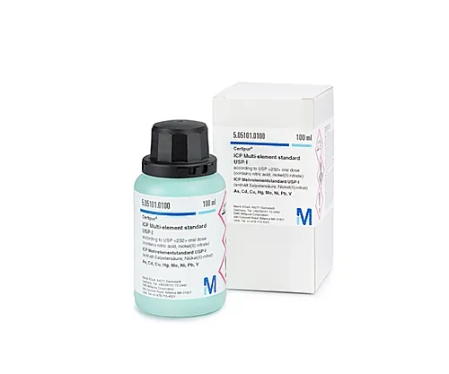 61-0324-21　［Discontinued］ICP Multi-Element Standard Solution USP-I USP  Compliant with Oral Dose As, Cd, Cu, Hg, Mo, Ni, Pb, V Certipur(R) 505101 100mL　5.05101.0100