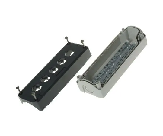 63-7493-18 Schneider Electric Harmony XALD Push Button Enclosure, 5 Hole Grey, 22mm Diameter None Plastic XALD05