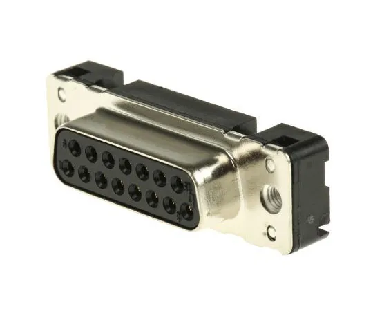 63-7382-59 Harting 15 Way Through Hole PCB D-sub Connector Socket, 2.74mm Pitch, with M3 Threaded Inserts 9662117501
