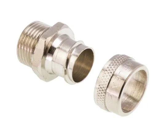63-7435-19 Adaptaflex Straight Cable Conduit Fitting, Brass Silver Nickel Plated 20mm nominal size IP40 M20 7TCA296010R0070  S20/M20/A