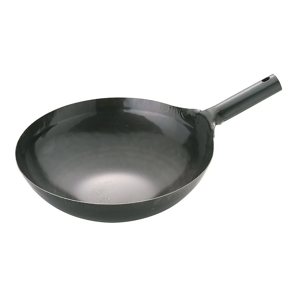 62-6444-46 Yamada Iron Plate One-Handed Wok (Plate Thickness 1.2 mm) 33 cm