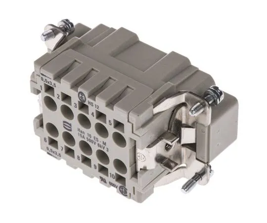 63-7397-88 Han ES Series size 10 B Connector Insert, Male, 10 Way, 16A, 500 V 9330102616