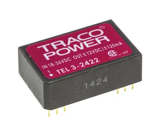63-7524-68 TRACOPOWER TEL 3 3W Isolated DC-DC Converter Through Hole, Voltage in 18 → 36 V dc, Voltage out ±12V dc TEL 3-2422