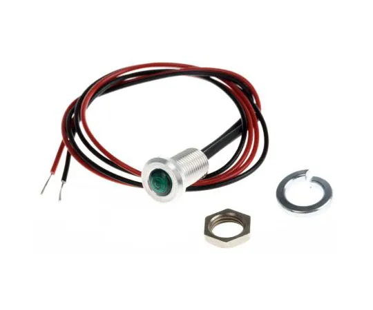 63-7505-64 Oxley Green Indicator, Lead Wires Termination, 3.6 V, 6.4mm Mounting Hole Size OXL/CLH/63/FL30/GN