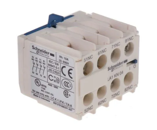 63-7462-81 Schneider Electric LA1K, 4NC (4), Auxiliary Contact, Clip On, 10 A LA1KN04