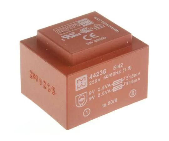 63-7398-87 9V ac 2 Output Through Hole PCB Transformer, 5VA 44236