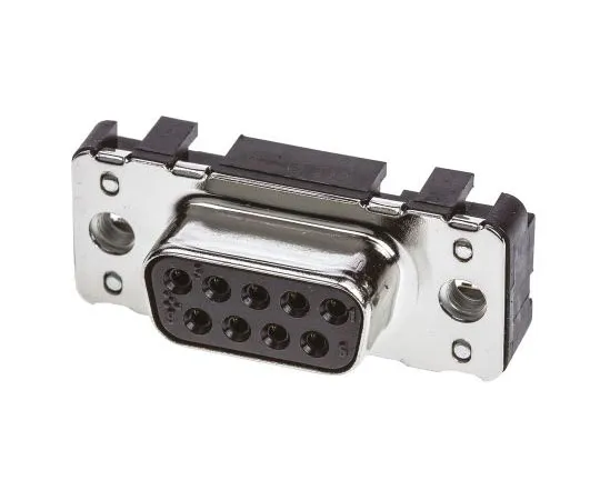63-7382-57 Harting 9 Way Through Hole PCB D-sub Connector Socket, 2.74mm Pitch, with M3 Threaded Inserts 9661117501