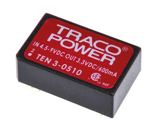 63-7454-37 TRACOPOWER TEN 3 3W Isolated DC-DC Converter Through Hole, Voltage in 4.5 → 9 V dc, Voltage out 3.3V dc TEN3-0510
