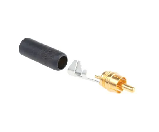 63-7506-48 Switchcraft Black Cable Mount RCA Plug With Gold Plated Contacts, 6A 3502ABAU