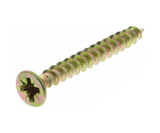 63-7456-69 Pozidriv Countersunk Steel Wood Screw Yellow Passivated, Zinc Plated, 4.5mm Thread, 40mm Length 263-1909