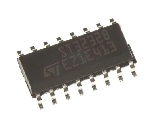 63-7357-01 STMicroelectronics ST3232BDR, Line Transceiver, RS-232 2-TX 2-RX, 3.3 V, 5 V, 16-Pin SOIC ST3232BDR