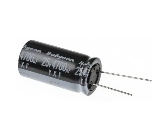 63-7415-83 Rubycon 4700μF 25V dc Aluminium Electrolytic Capacitor, Through Hole 18 (Dia.) x 35.5mm +105°C 18mm 7.5mm 25YXF4700M18X35.5